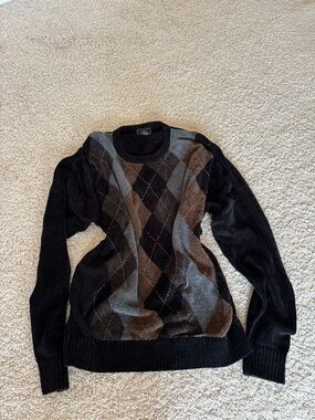 Dockers Black Argyle Crewneck Sweater with Gray Accents